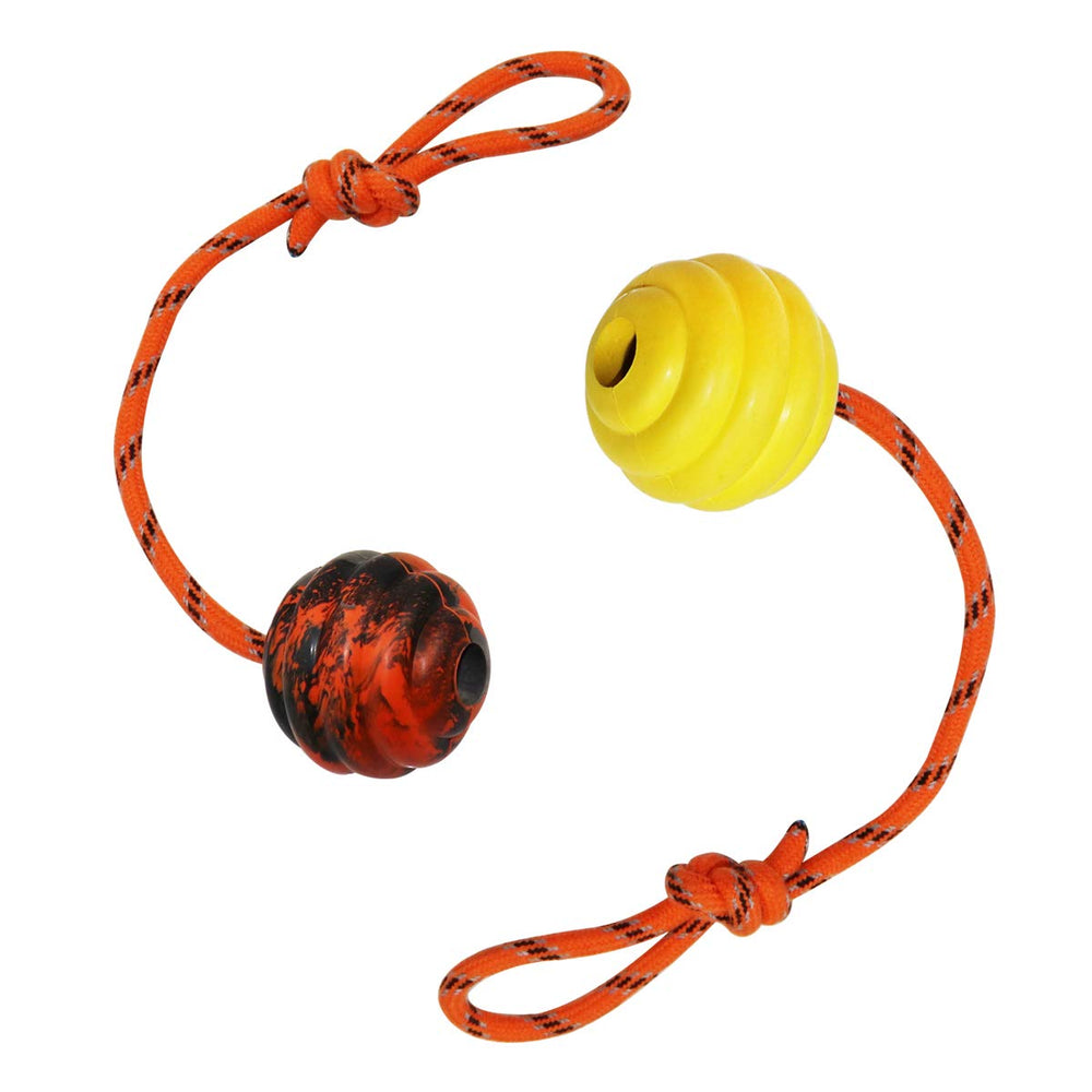 Nevperish K9 ball with rope 6 cm diameter for long throws
