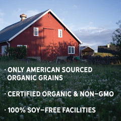 Close-up of organic grains from New Country Organics highlighting non-GMO ingredients.