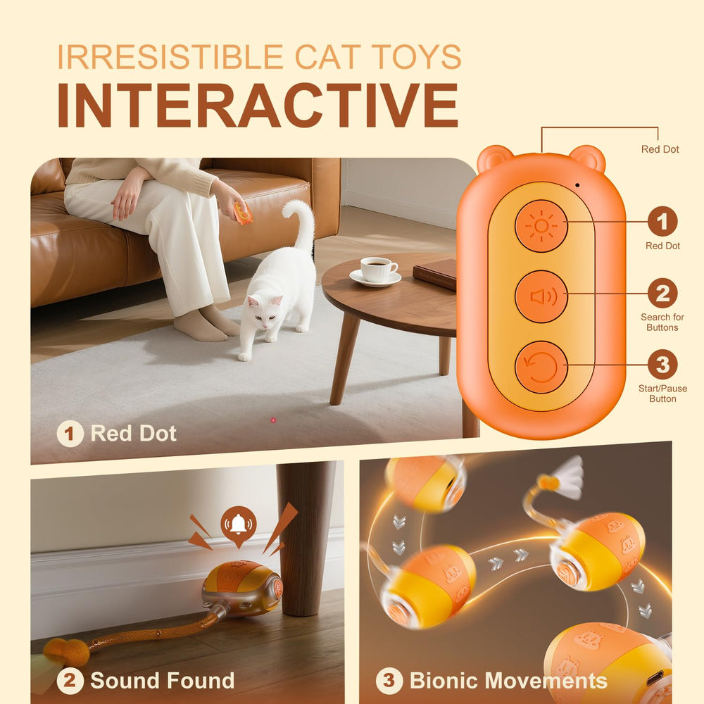 New Fi cat toy ball remote control in hand enables interactive play indoors