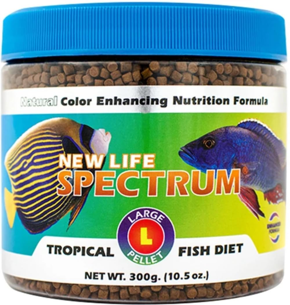 New Life Spectrum Large 300g Naturox pellet close-up shows sinking nutrition for color and growth