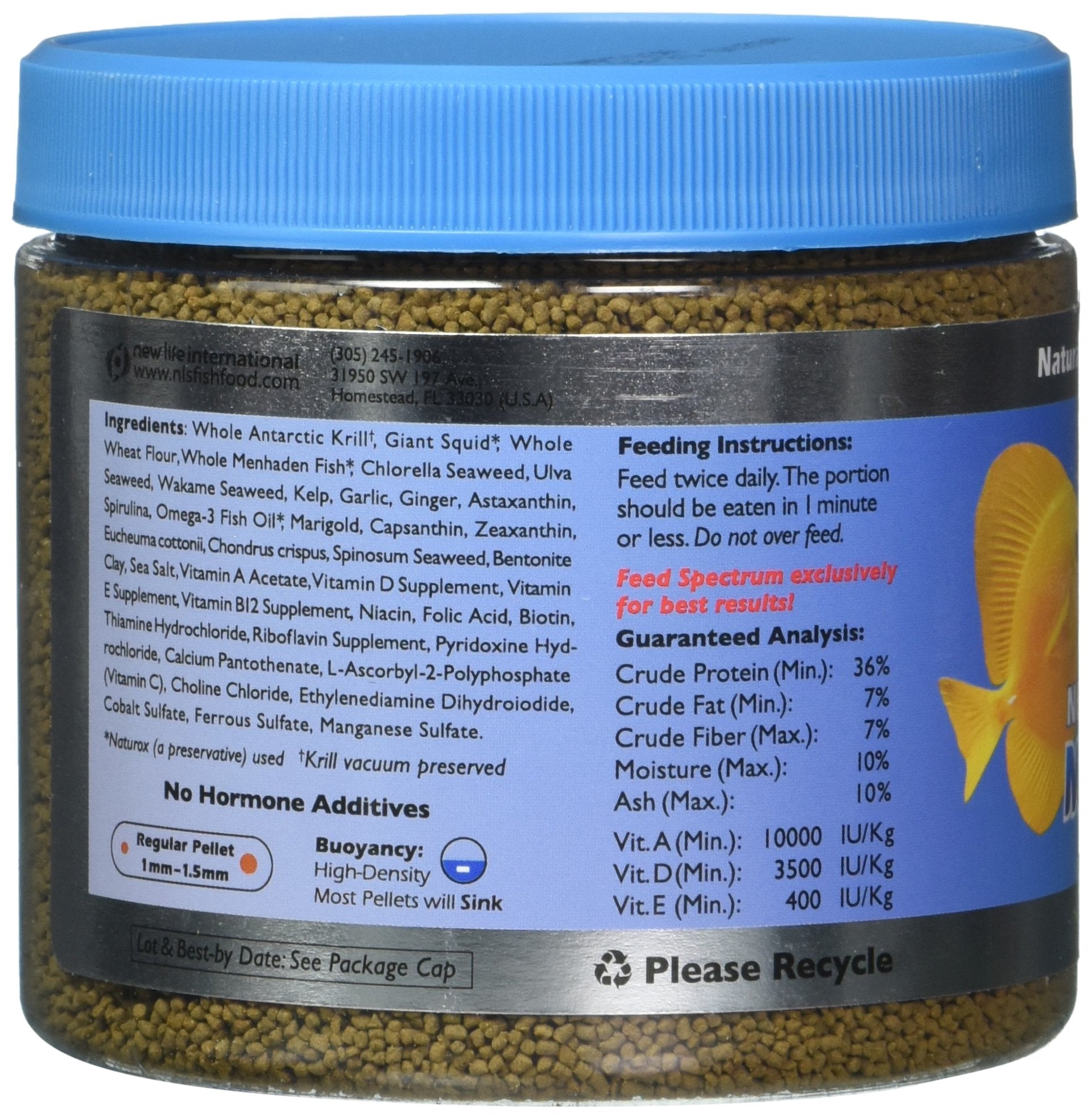 New Life Spectrum Marine 300g pellets being fed in tank for active fish