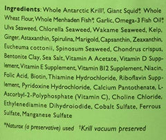 New Life Spectrum Optimum Flakes ingredients visual with krill and squid for balanced nutrition.