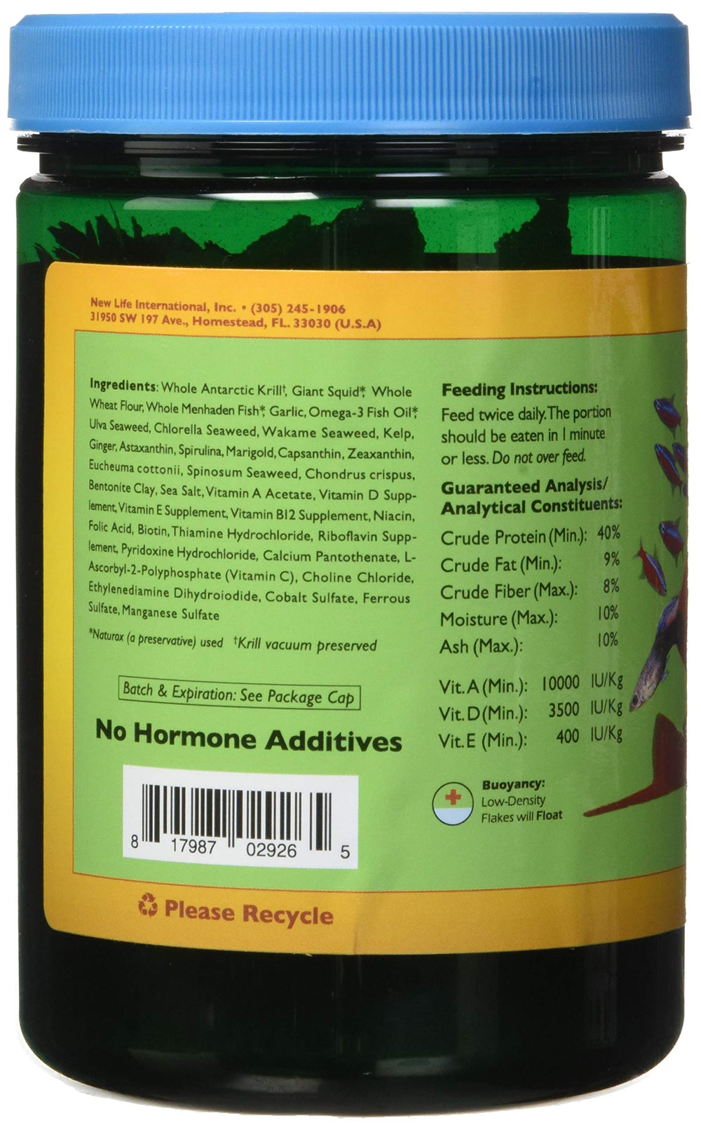 New Life Spectrum Optimum Flakes served in a tank for easy feeding.
