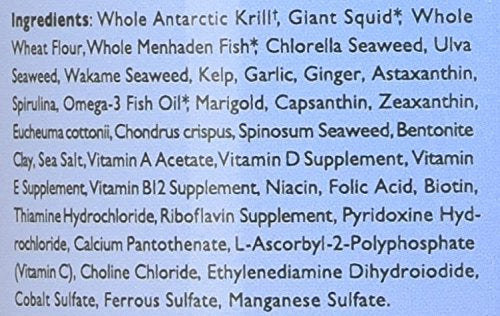 New Life Spectrum USA-made label on marine fish food packaging