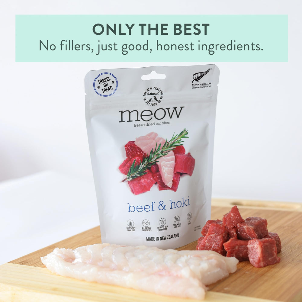 New Zealand Natural Pet Food Co Meow coconut oil visual suggests energy-boosting fats.