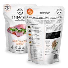 The New Zealand Natural Pet Food Co. Meow freeze-dried ingredients close-up highlighting high-protein meat for cat nourishment