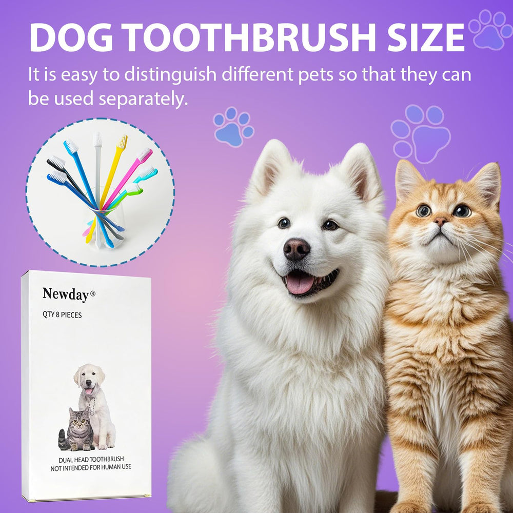 Newday dog toothbrush set eight colors for color-coded routine and easy replacement.