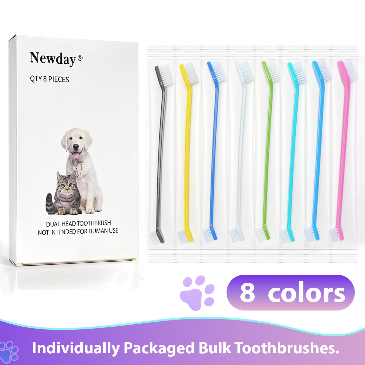 Newday dog toothbrush set total length about 8.5 inches for comfortable handling.
