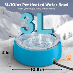 Newget heated water bowl side view shows outdoor-ready design for harsh conditions.