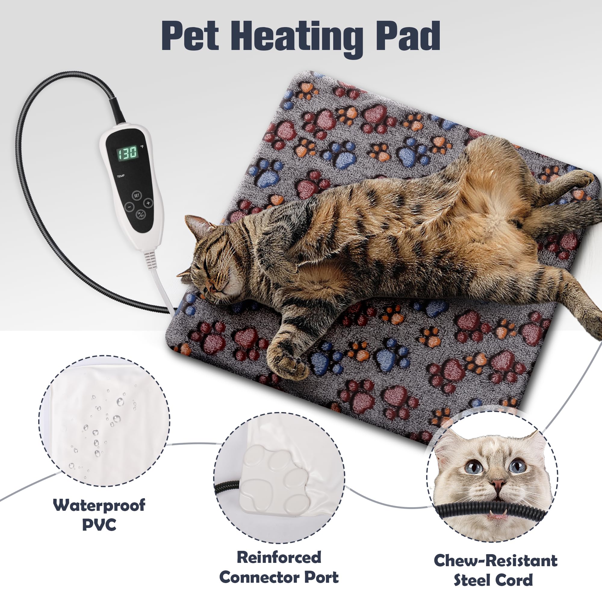 Newget cat heating pad with chew-resistant cord reduces chewing risks during playtime.