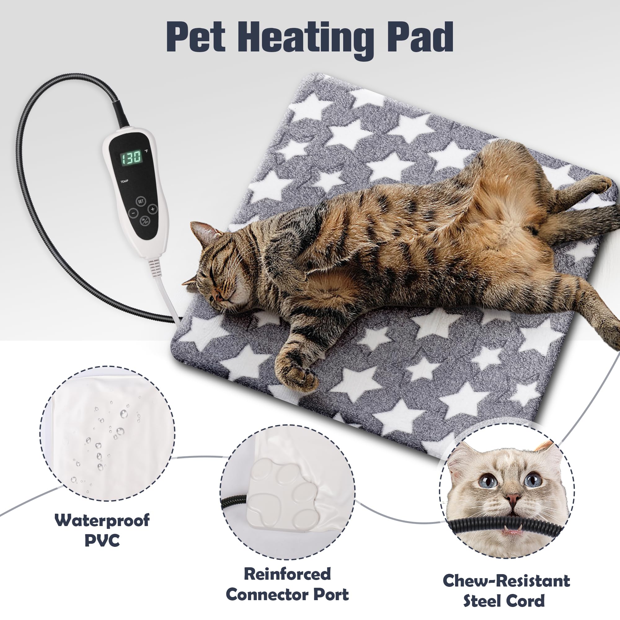 Newget cat heating pad chew-resistant cord reduces chewing risk during playtime.