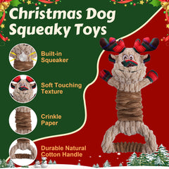 Newget Christmas dog toy Snowman – soft plush with squeaker for engaging, cozy play.