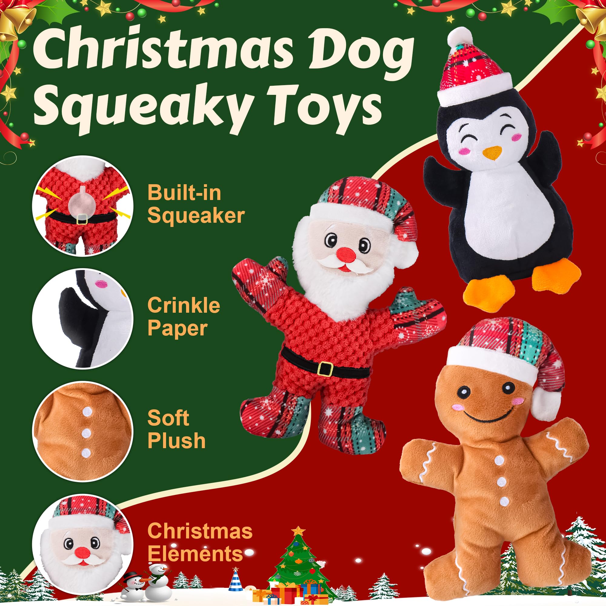 Newget Snowman plush squeaky toy boosts curiosity and fetch-friendly fun.