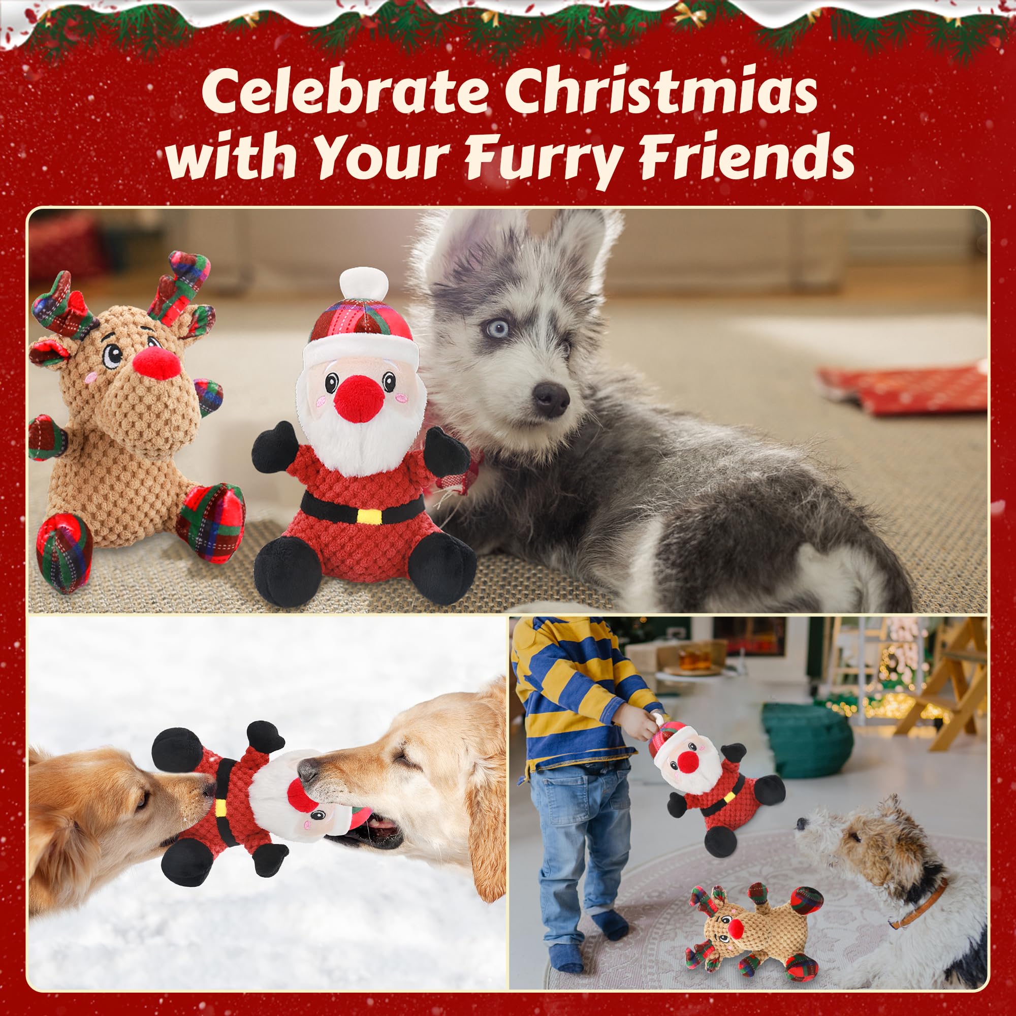 Newget indoor outdoor dog toy set for training and festive enrichment