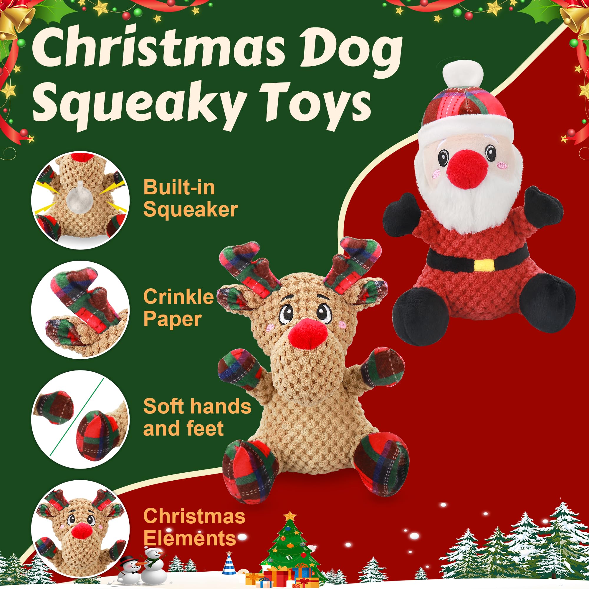 Newget squeaker crinkle dog toy with tail and ears for engaging playtime