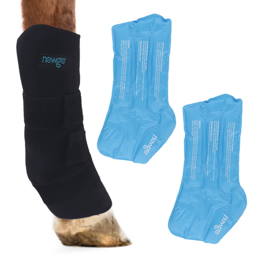 NEWGO horse ice pack wrap on leg for cooling support