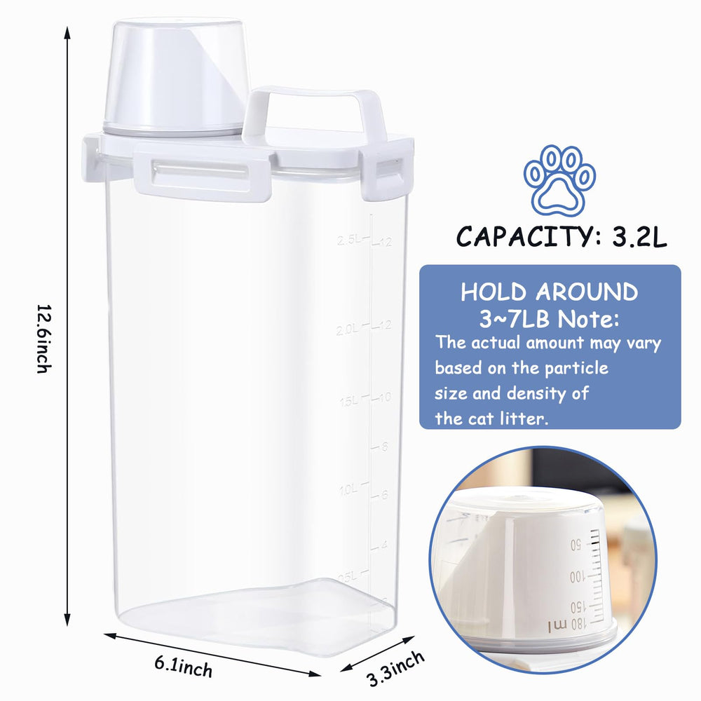 Newivi cat litter bin with nozzle spout for controlled pouring and reduced spills.