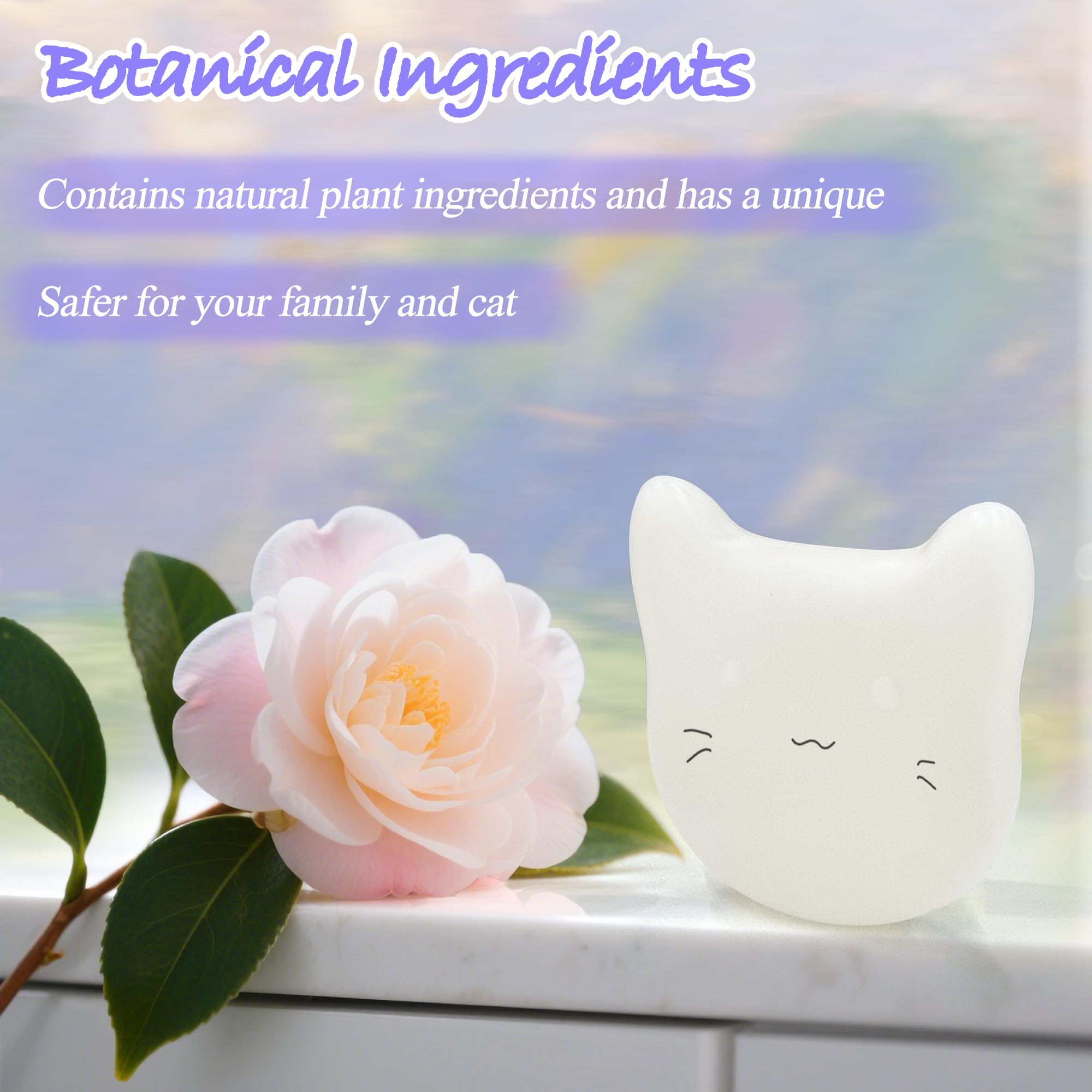 NewKe camellia-scent deodorizer releasing floral freshness for litter boxes.