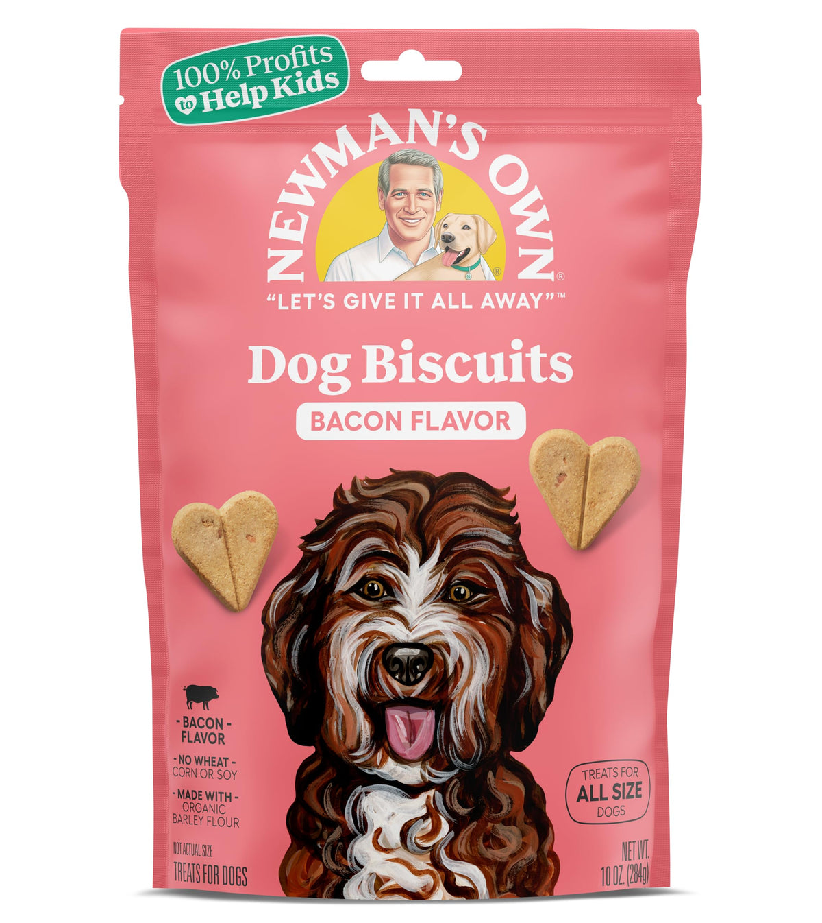 Newman's Own Dog Biscuits bacon heart-shaped treats ideal for training rewards.