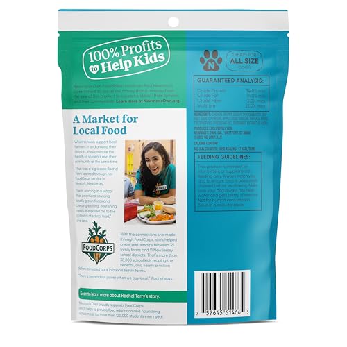 Newman's Own Jerky Dog Treats Original Chicken bag open shows resealable freshness pouch