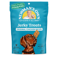 Newman's Own Jerky Dog Treats Original Chicken front view highlighting protein-rich bites