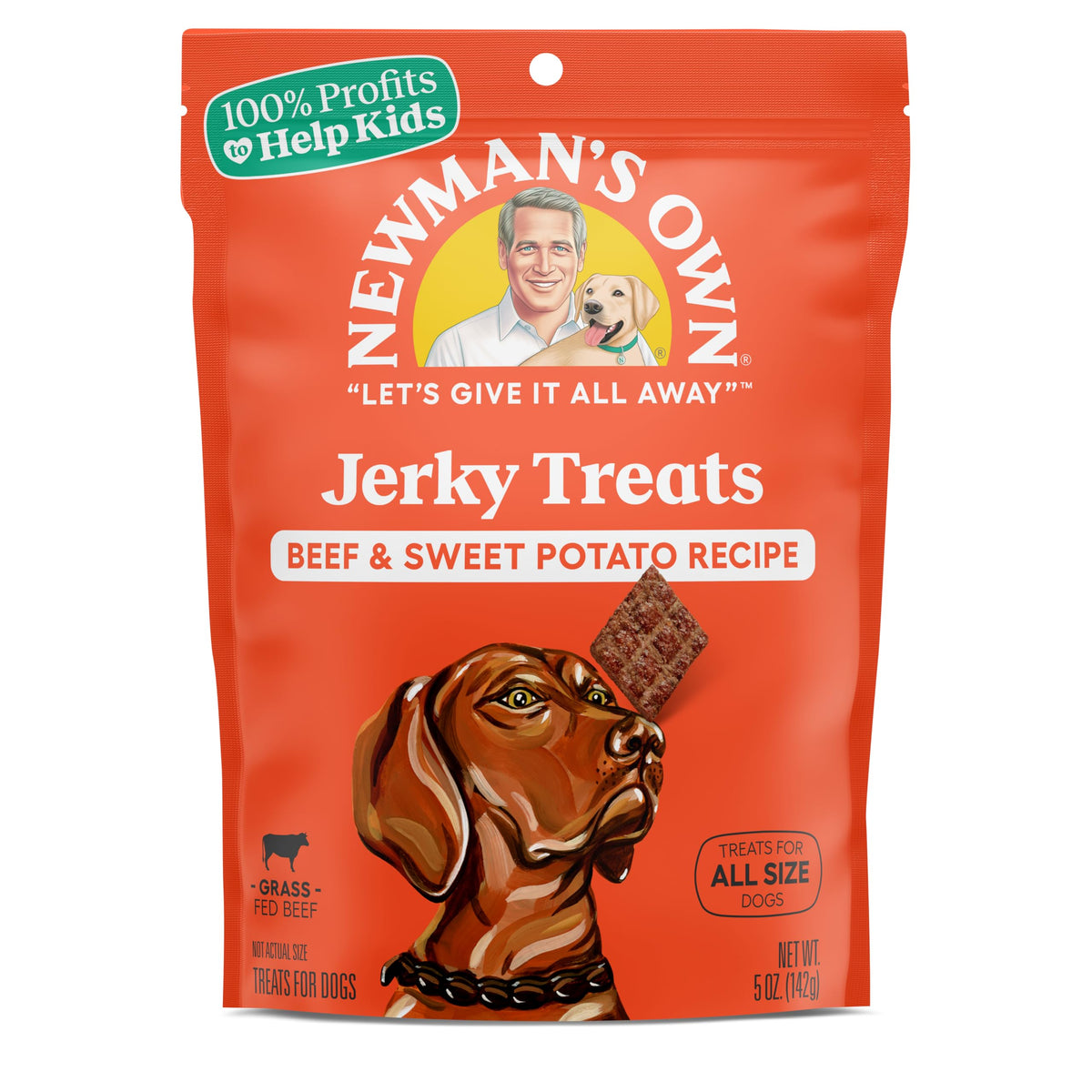 Newman's Own Jerky Treats dogs beef sweet potato pack6 view—protein-rich rewards