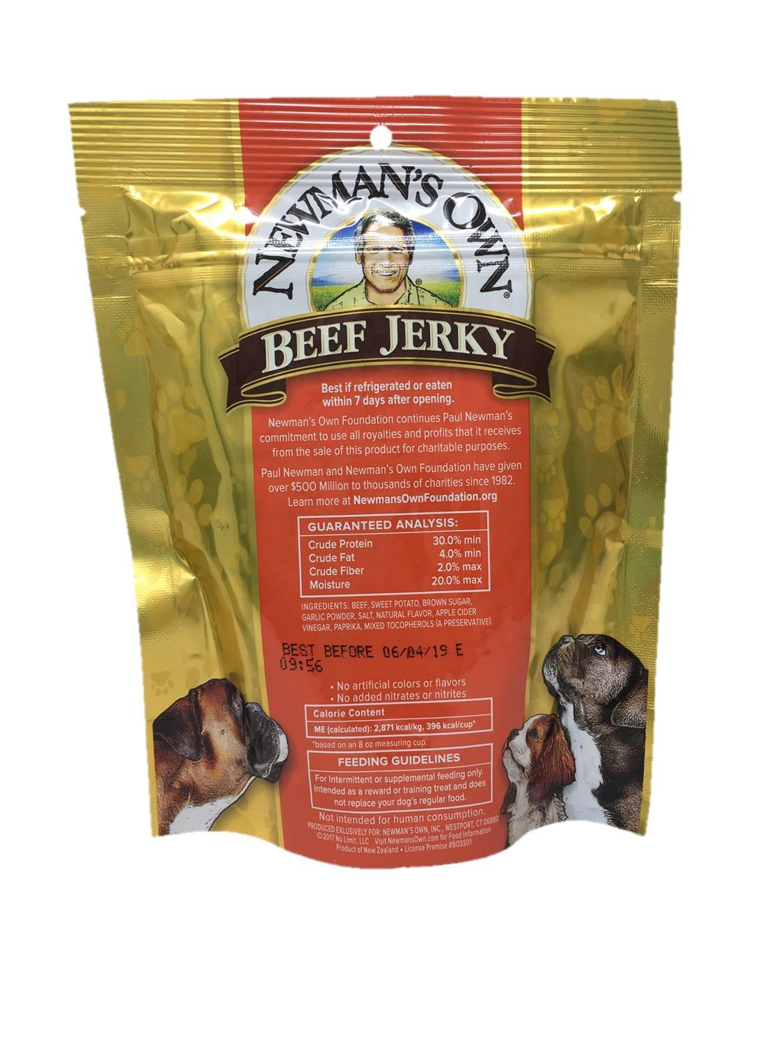 Newman's Own nitrate-free beef jerky dog treats 5oz bundle option.