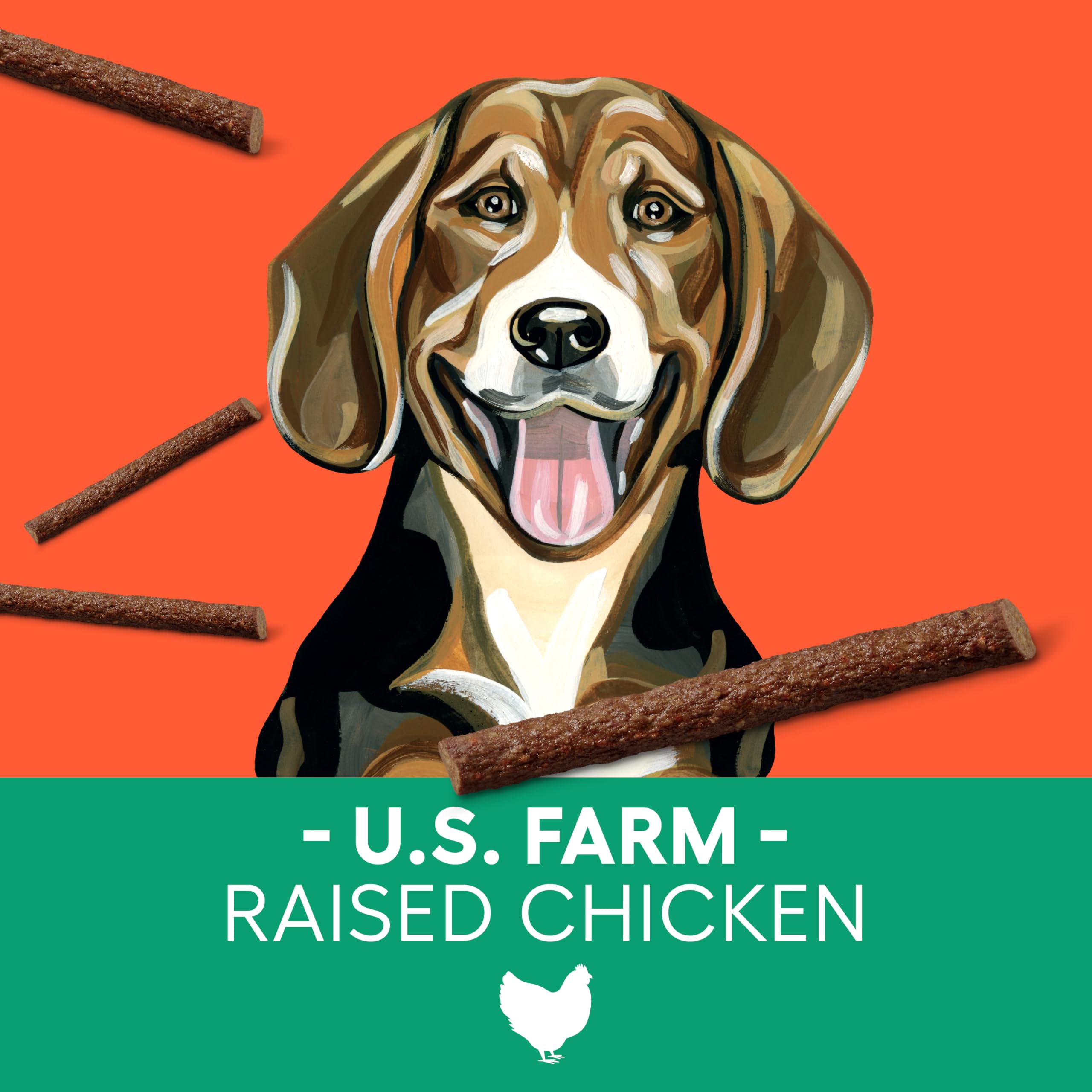 Newman's Own Snack Sticks for Dogs chicken and sweet potato close-up highlights natural ingredients.