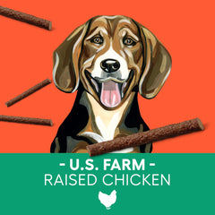 Newman's Own Snack Sticks for Dogs chicken and sweet potato close-up highlights natural ingredients.