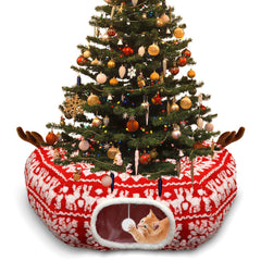 Newmkr Christmas Tree Cat Tunnel under the Christmas tree creates cozy festive vibes for pets.