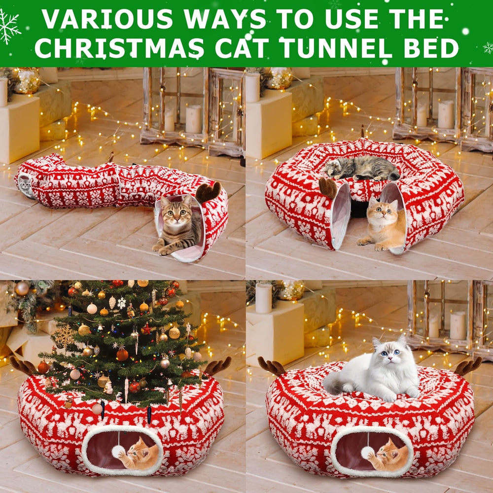 Newmkr soft pet mat inside tunnel delivers comfy resting spot during cozy play sessions.