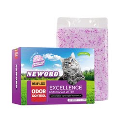 NEWORD Crystals Cat Litter packaging with lavender scent and 7 lb bag
