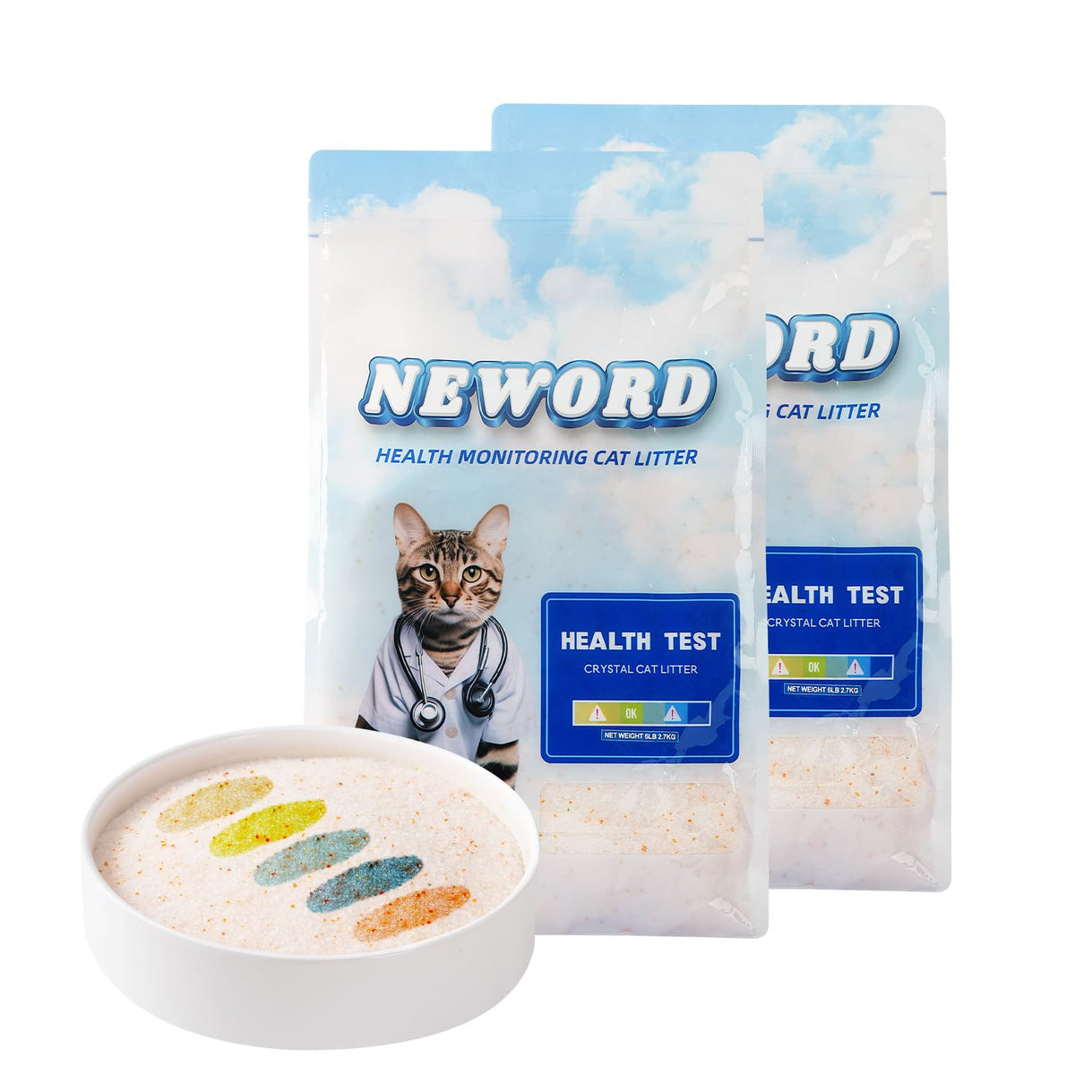 NEWORD health-monitoring crystals litter displays color-change indicator for quick status checks