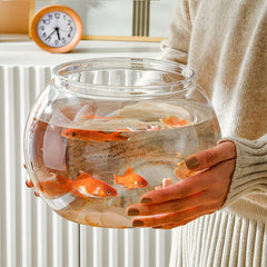 Newpol 3-gallon fish bowl multi-angle design showcasing trendy shape for interiors