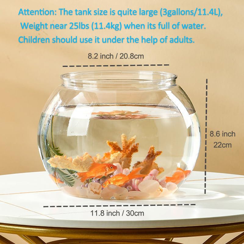 Newpol 3-gallon fish bowl side view highlights compact size and elegant round silhouette