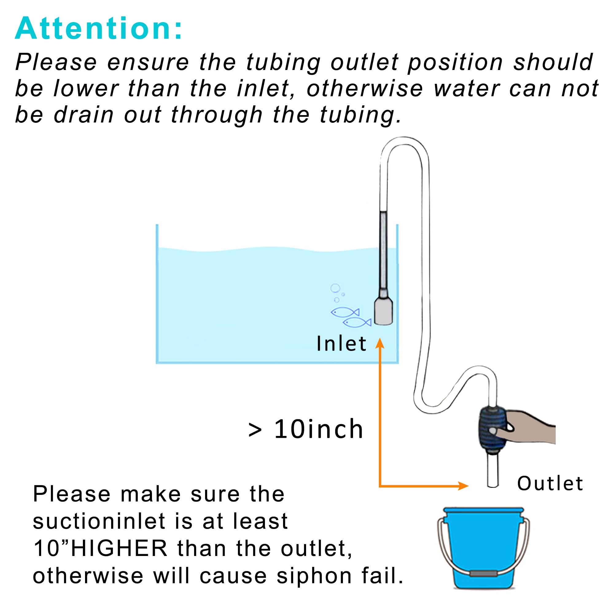 Newpol siphon interior filter net prevents small fish and gravel uptake.