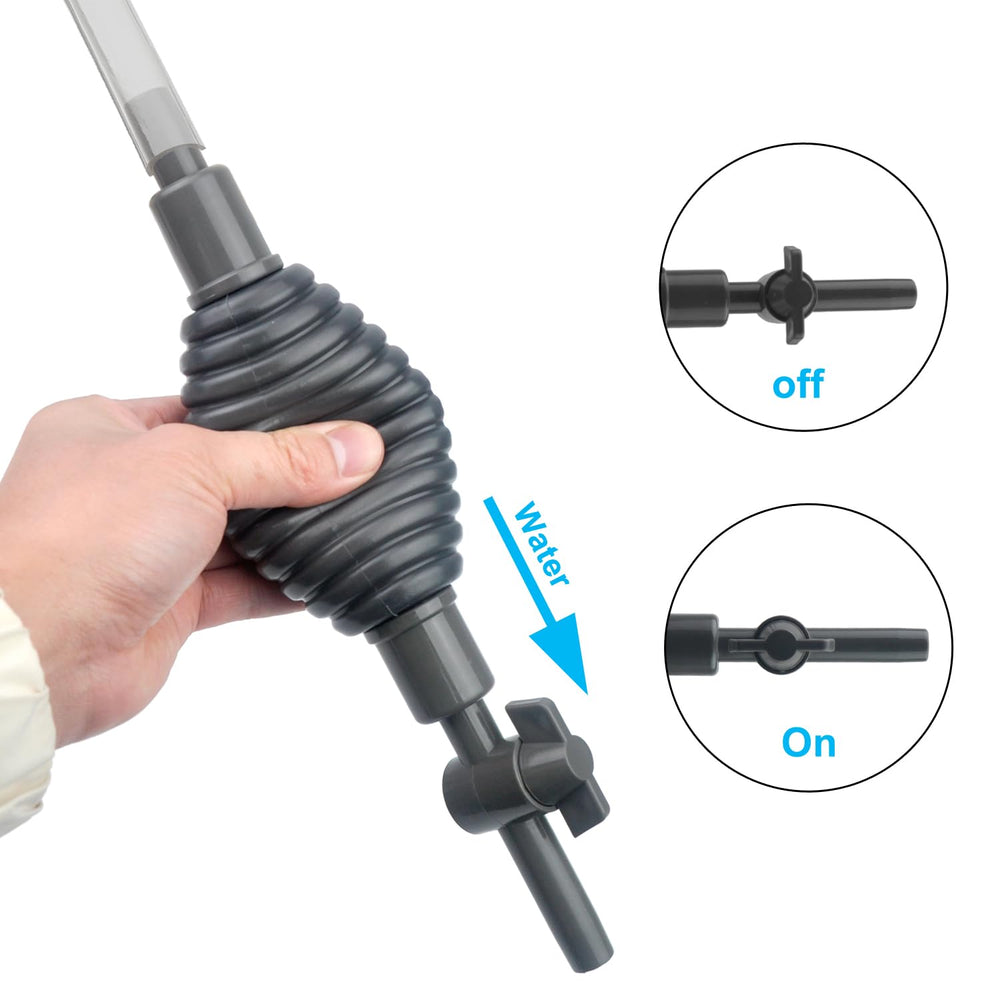 Newpol siphon tubing 5.7ft reach enables deep tank maintenance.