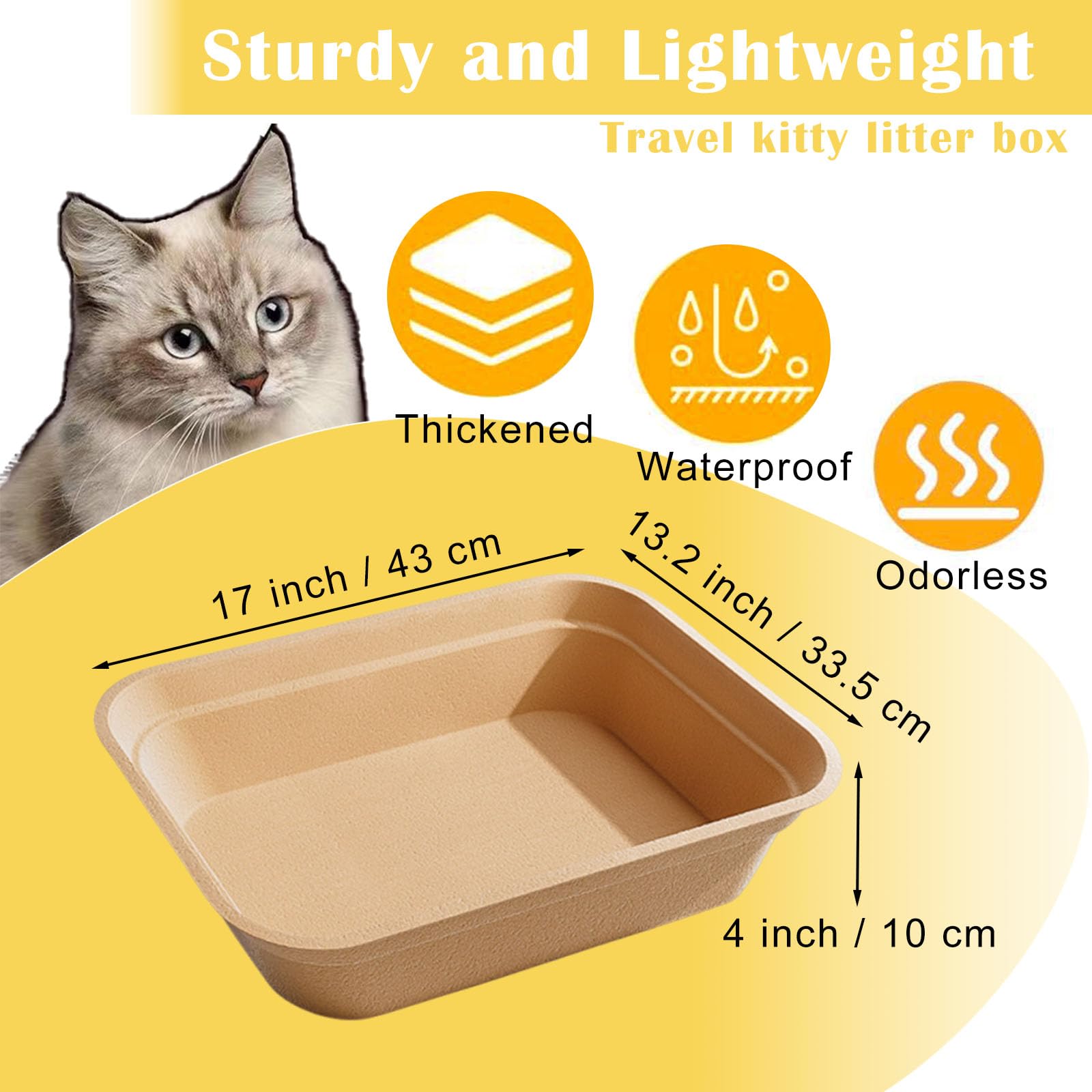Nexboraque 8-pack disposable litter box side view demonstrates sturdy, stackable design