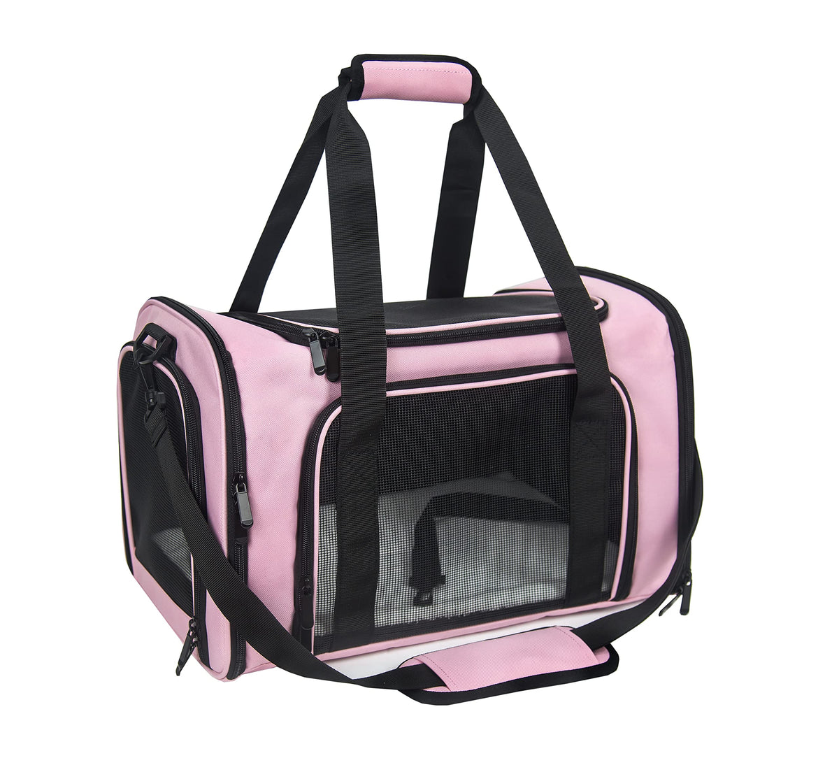 NextFri soft sided carrier medium pink front view shows breathable mesh for airflow.