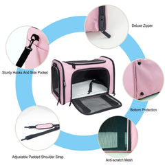 NextFri soft sided carrier medium pink top entry design enables convenient loading.
