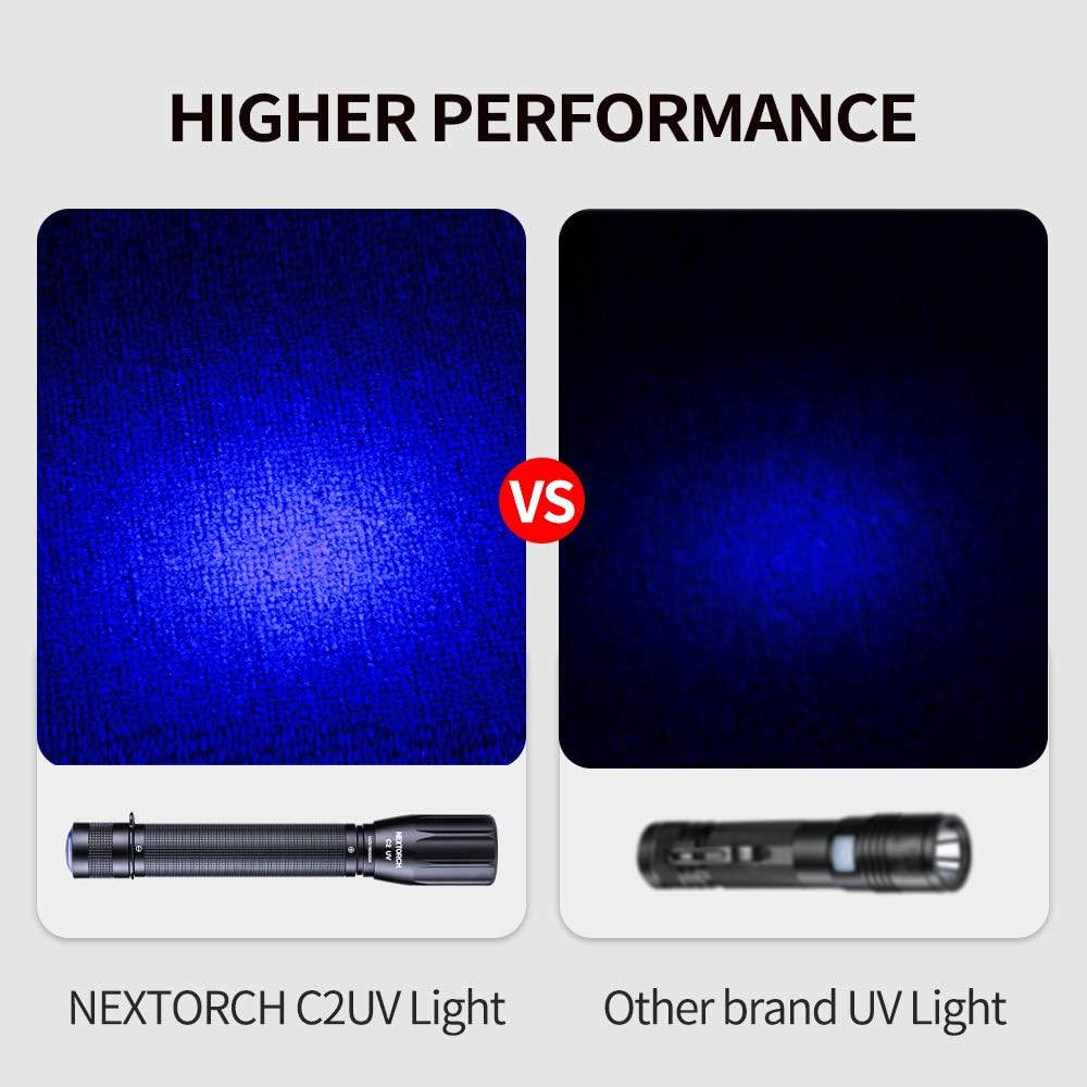 NEXTORCH C2UV stain-detection demo on carpet shows hidden marks.