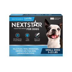 NEXTSTAR dog flea-tick topical application shows fast-acting protection for daily outings.