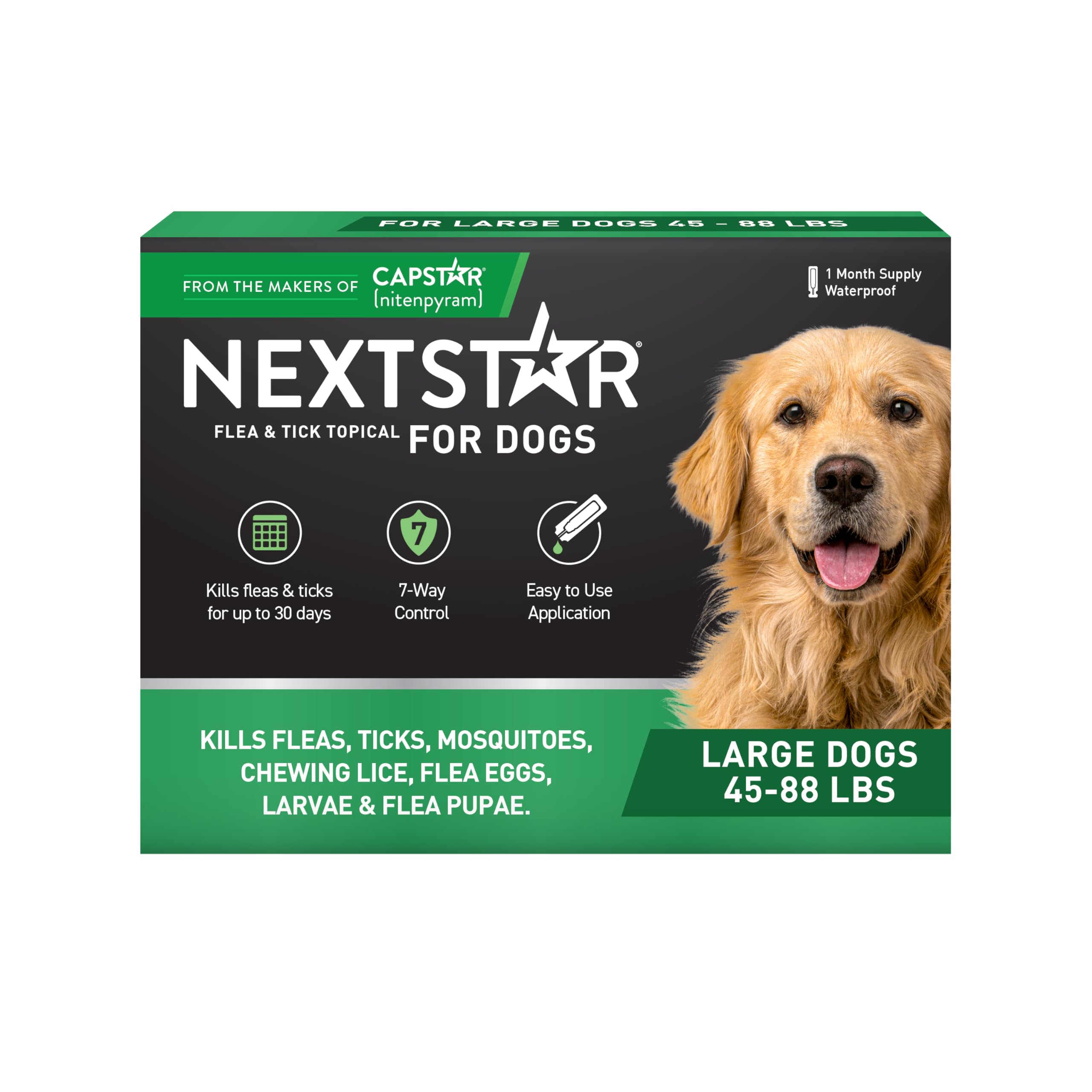NEXTSTAR dog topical 30-day-application shows fast protection against fleas and ticks