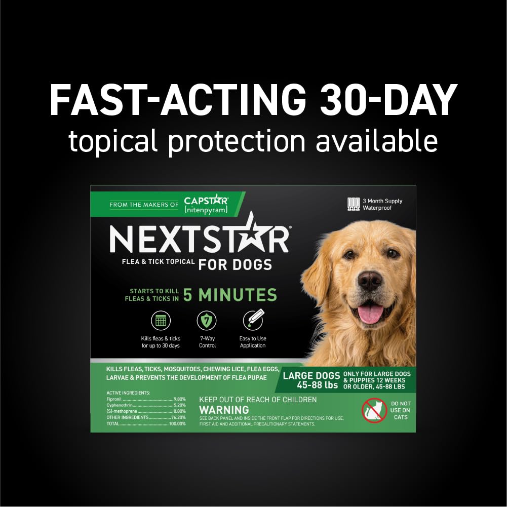 NEXTSTAR waterproof drops shown on dog skin for 30-day protection