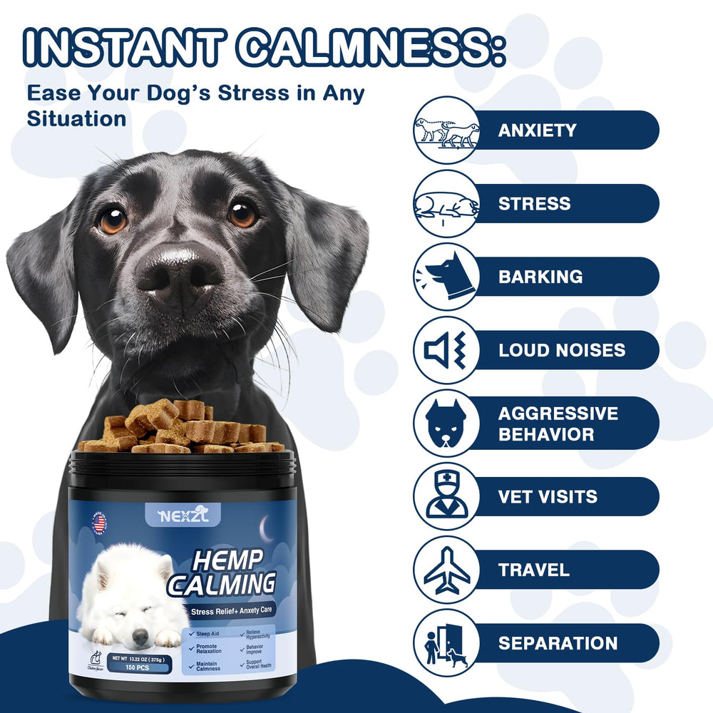 NEXZL dog calming chews fireworks-use scene depicts help during loud events