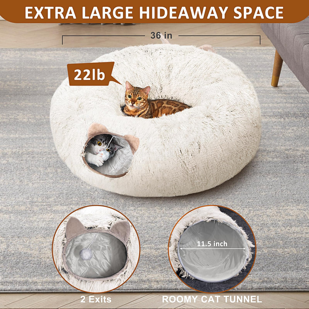 NEZIN cat tunnel plush bed centers cat nap comfort