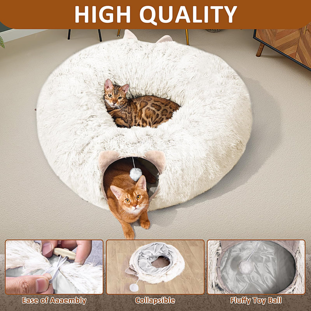 NEZIN cat tunnel placed under a Christmas tree adds holiday fun