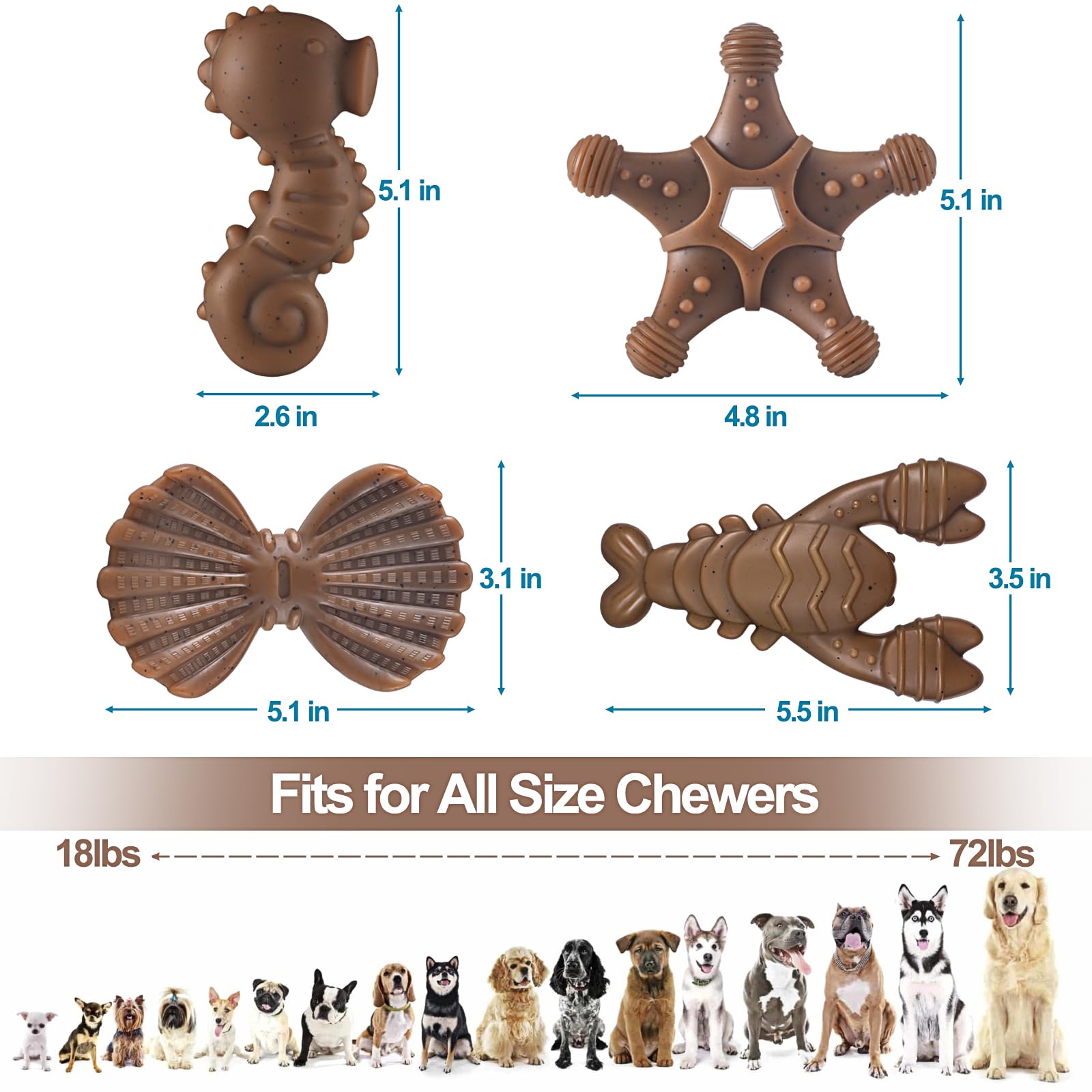 NEZIN dog chew toys shells design promotes engaging chew sessions.