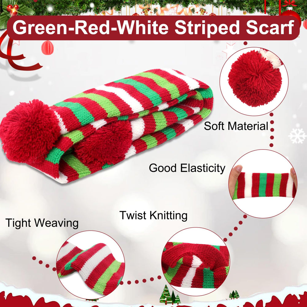 Ngdhkd red-white-green striped scarf adds holiday style for pets