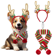 Ngdhkd reindeer antlers headband on dog for festive charm